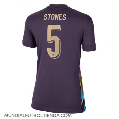 Camiseta Inglaterra John Stones #5 Segunda Equipación Replica Eurocopa 2024 para mujer mangas cortas